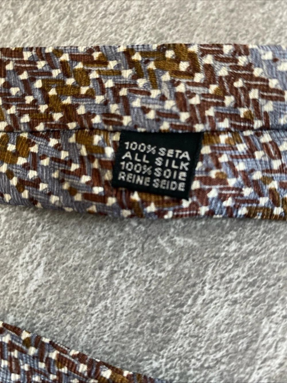 Rubinacci Napoli Brown and Light Blue Woven Pattern Tie
